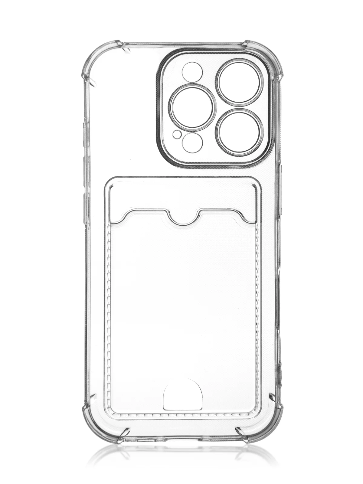 Прозрачный чехол для iPhone 16, Pro, Max, Plus противоударный BROSCORP, карман для карт, защита углов