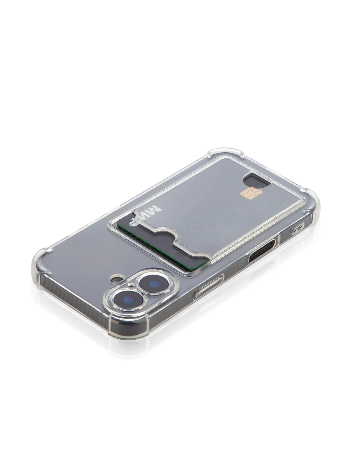 Прозрачный чехол для iPhone 16, Pro, Max, Plus противоударный BROSCORP, карман для карт, защита углов
