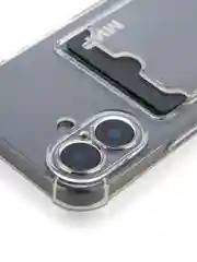 Прозрачный чехол для iPhone 16, Pro, Max, Plus противоударный BROSCORP, карман для карт, защита углов