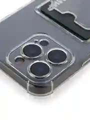 Прозрачный чехол для iPhone 16, Pro, Max, Plus противоударный BROSCORP, карман для карт, защита углов