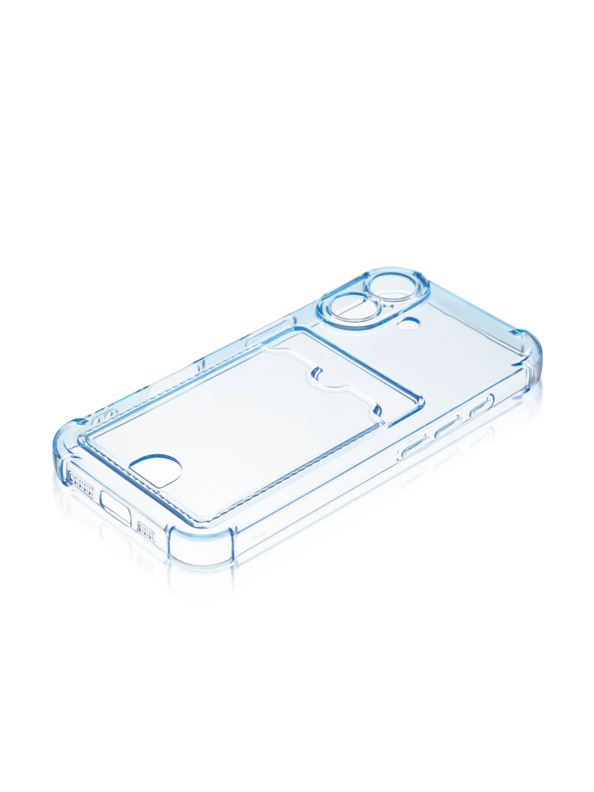 Синий чехол для iPhone 16, Pro, Max, Plus противоударный BROSCORP, карман для карт, защита углов