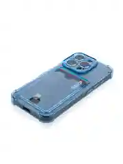 Синий чехол для iPhone 16, Pro, Max, Plus противоударный BROSCORP, карман для карт, защита углов