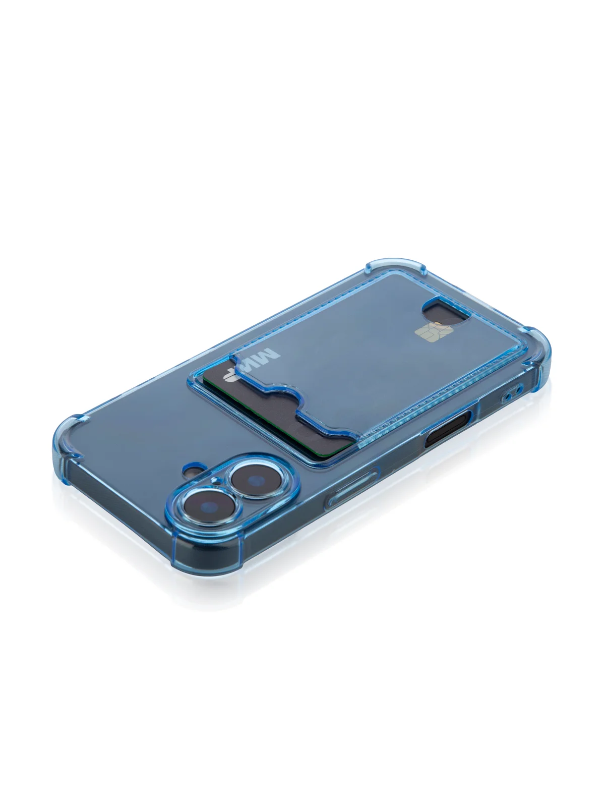 Синий чехол для iPhone 16, Pro, Max, Plus противоударный BROSCORP, карман для карт, защита углов