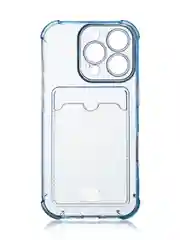 Синий чехол для iPhone 16, Pro, Max, Plus противоударный BROSCORP, карман для карт, защита углов