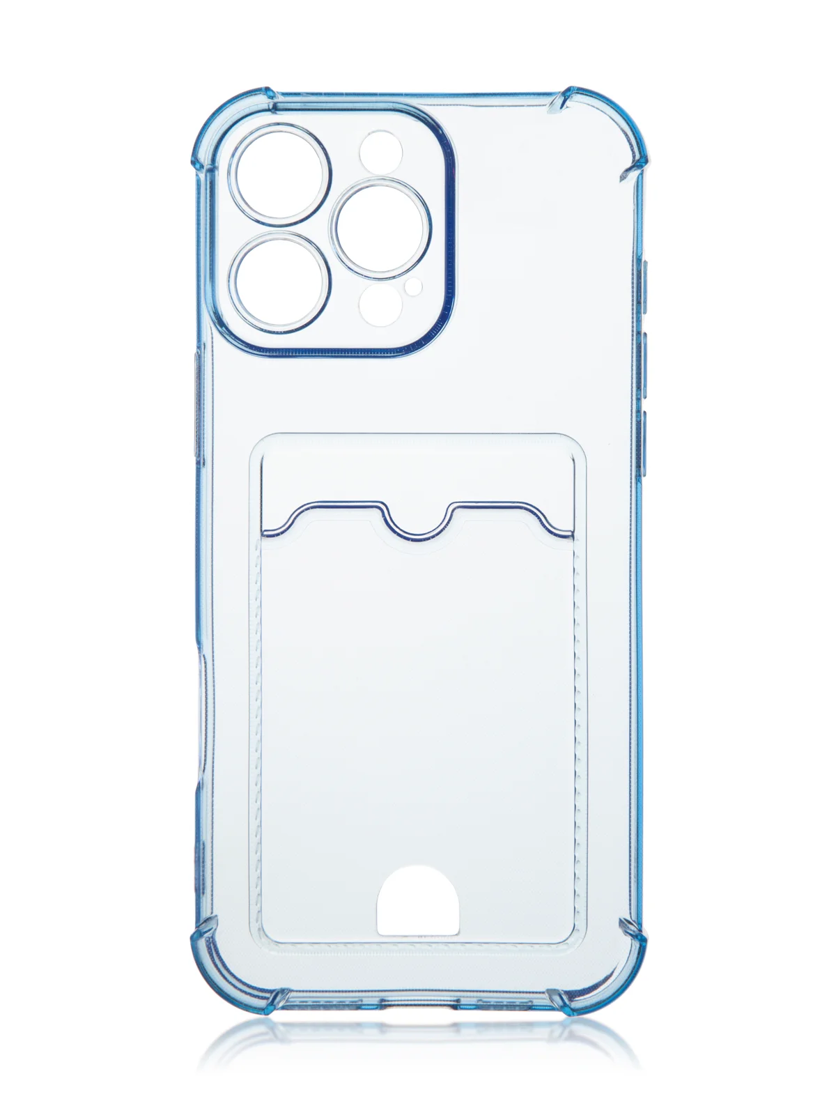Синий чехол для iPhone 16, Pro, Max, Plus противоударный BROSCORP, карман для карт, защита углов