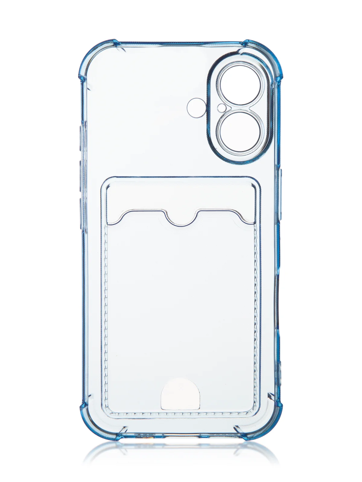 Синий чехол для iPhone 16, Pro, Max, Plus противоударный BROSCORP, карман для карт, защита углов