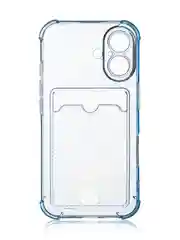Синий чехол для iPhone 16, Pro, Max, Plus противоударный BROSCORP, карман для карт, защита углов