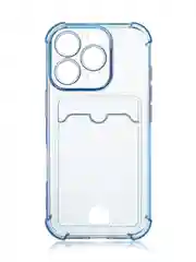 Синий чехол для iPhone 16, Pro, Max, Plus противоударный BROSCORP, карман для карт, защита углов