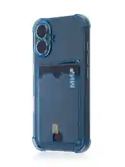 Синий чехол для iPhone 16, Pro, Max, Plus противоударный BROSCORP, карман для карт, защита углов
