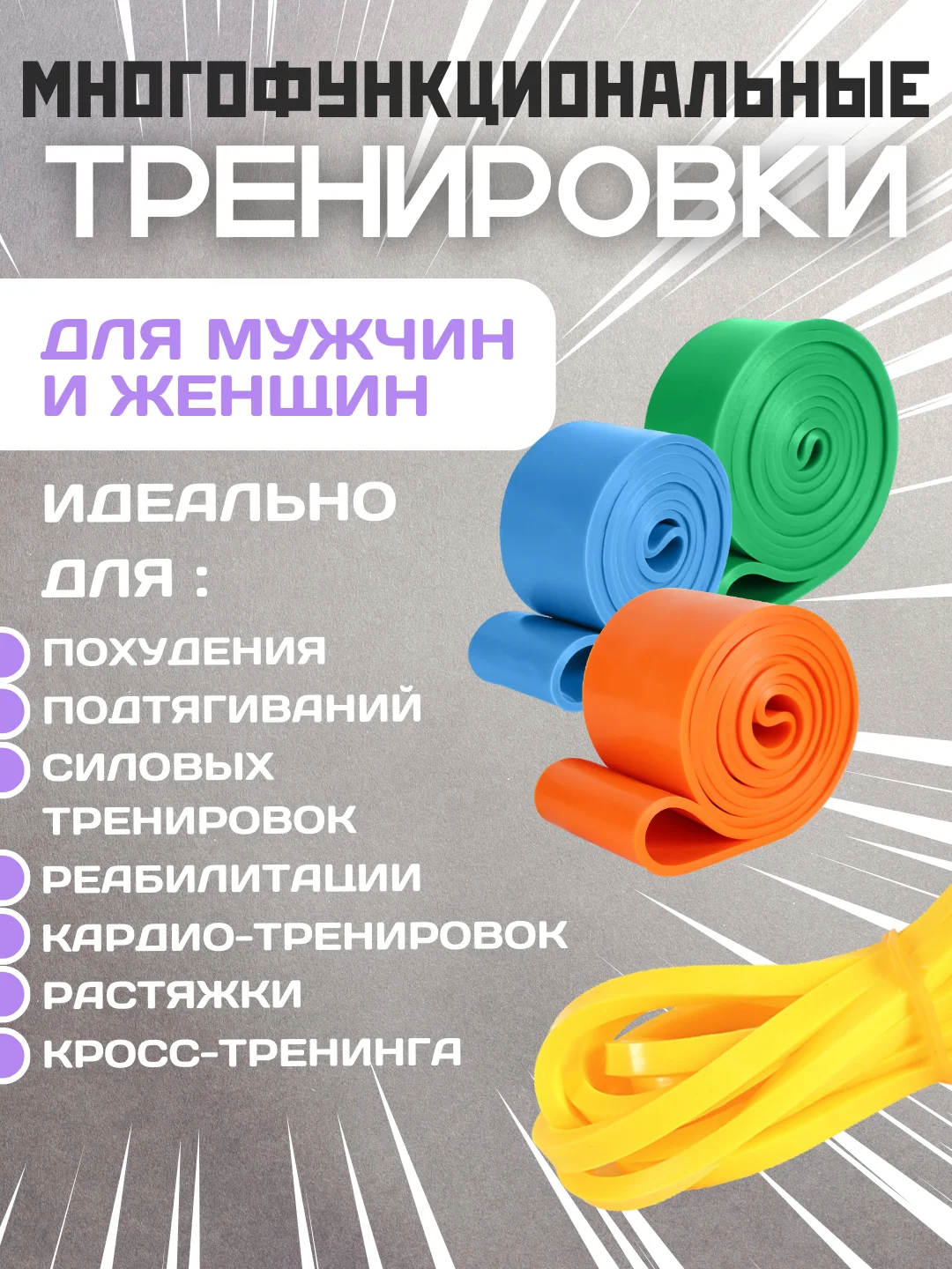 Желтый силовой трос, резинка для фитнеса и подтягивания, эспандер