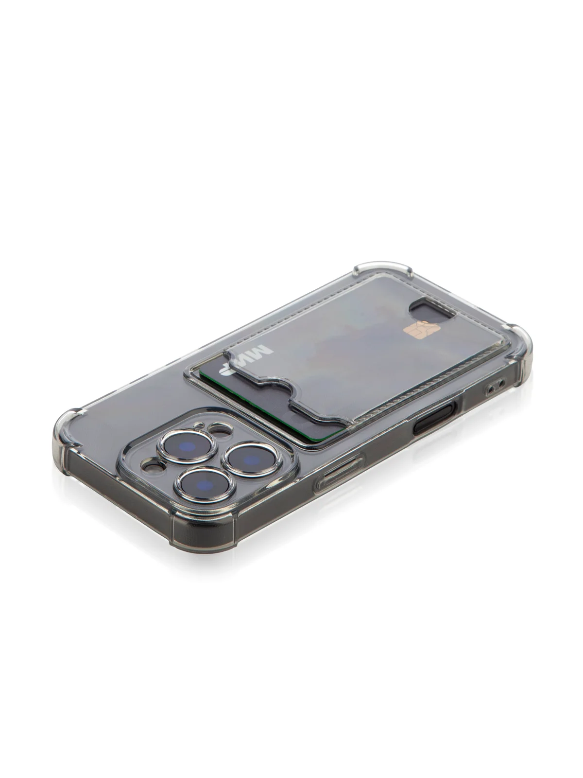 Серый чехол для iPhone 16, Pro, Max, Plus противоударный BROSCORP, карман для карт, защита углов
