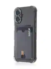 Серый чехол для iPhone 16, Pro, Max, Plus противоударный BROSCORP, карман для карт, защита углов