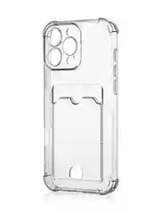 Серый чехол для iPhone 16, Pro, Max, Plus противоударный BROSCORP, карман для карт, защита углов