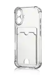 Серый чехол для iPhone 16, Pro, Max, Plus противоударный BROSCORP, карман для карт, защита углов