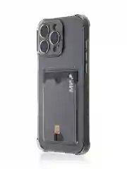 Серый чехол для iPhone 16, Pro, Max, Plus противоударный BROSCORP, карман для карт, защита углов