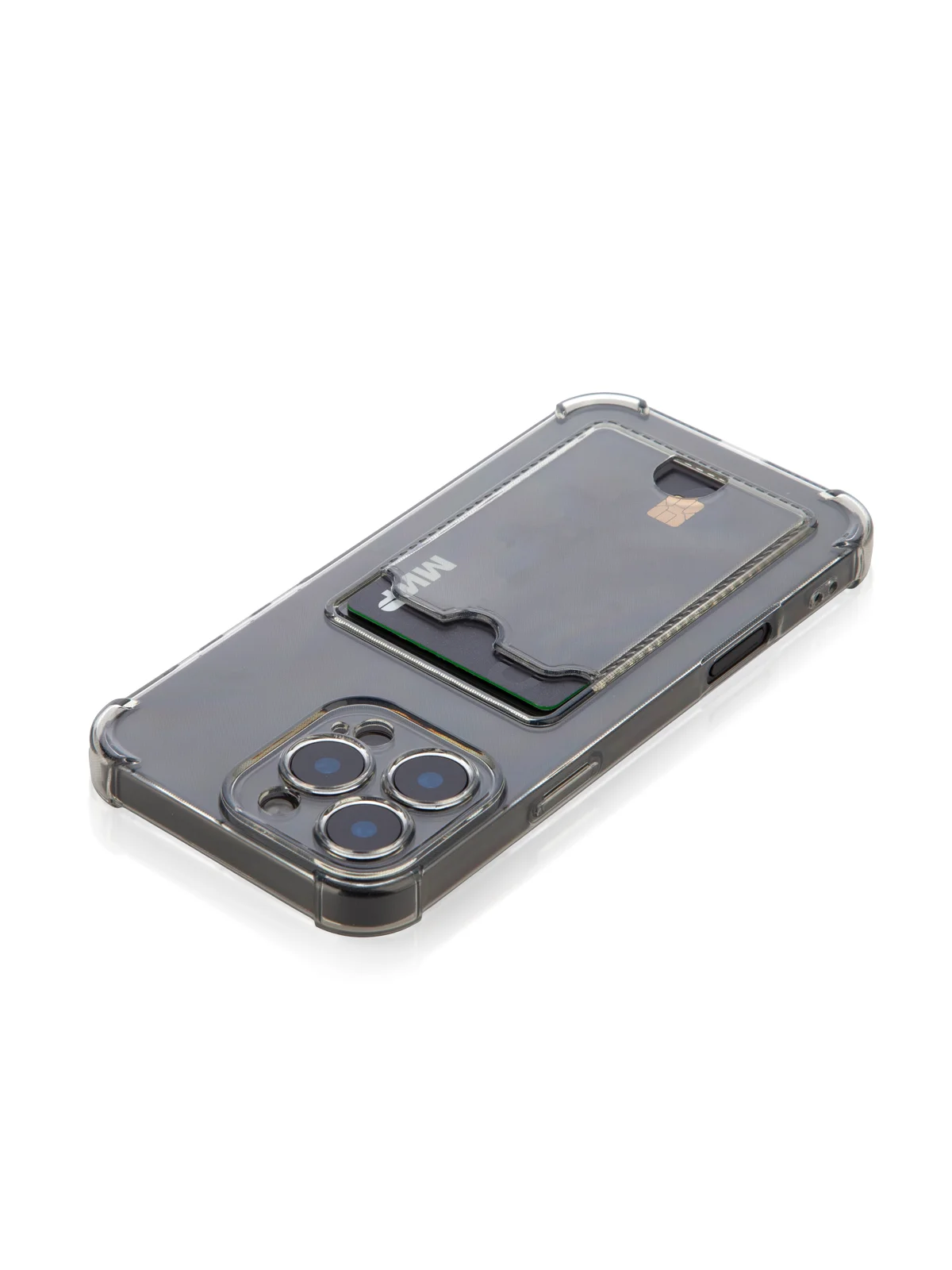Серый чехол для iPhone 16, Pro, Max, Plus противоударный BROSCORP, карман для карт, защита углов