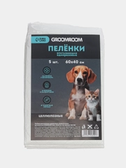 Пелёнки впитывающие целлюлозные для животных, 60 х 40 см, 5 шт