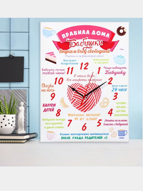 Часы-картина настенные, интерьерные "Правила", 30 х 40 см, на холсте, бесшумные
