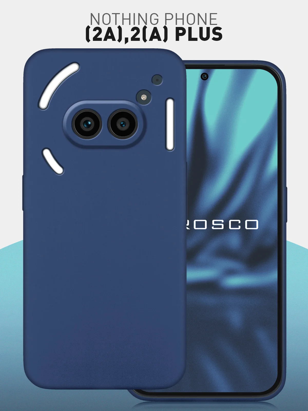 Темно-синий чехол для Nothing Phone (2a), (2a) Plus защитный силиконовый ROSCO матовый с защитой камер