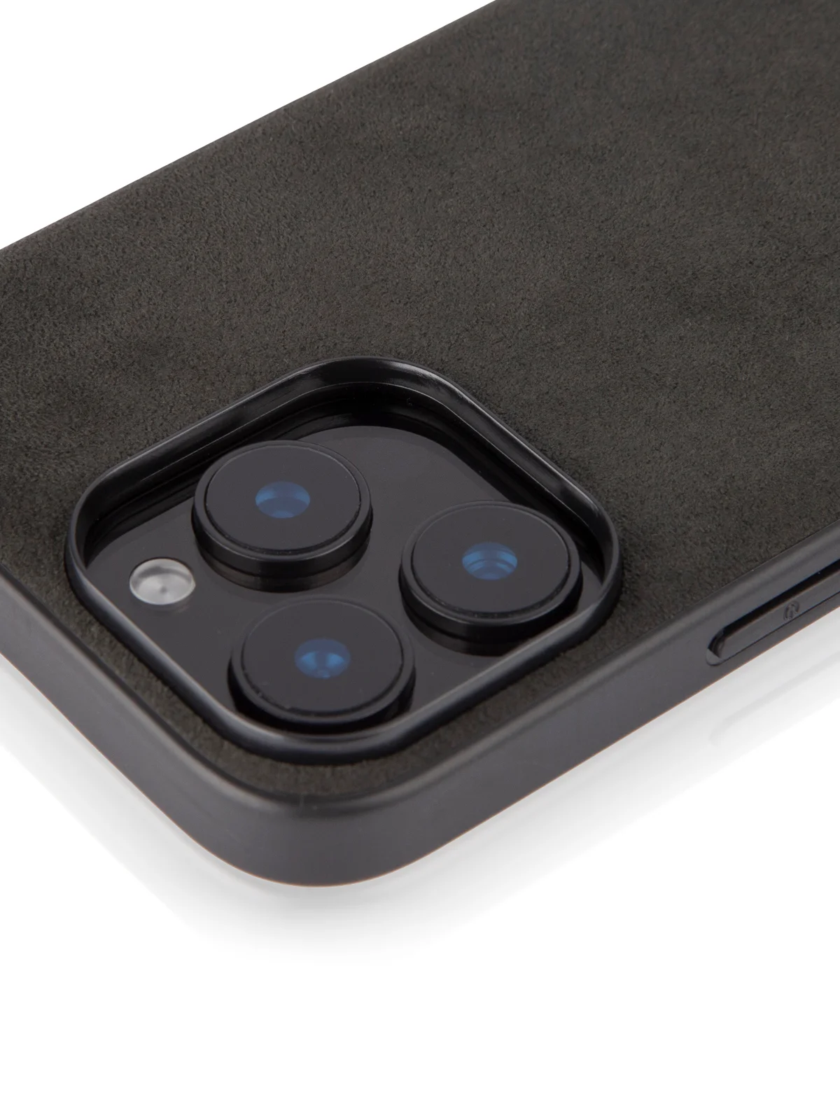 Черный люксовый чехол для iPhone 16 Pro Max алькантара ROSCO, замшевый, силиконовая окантовка