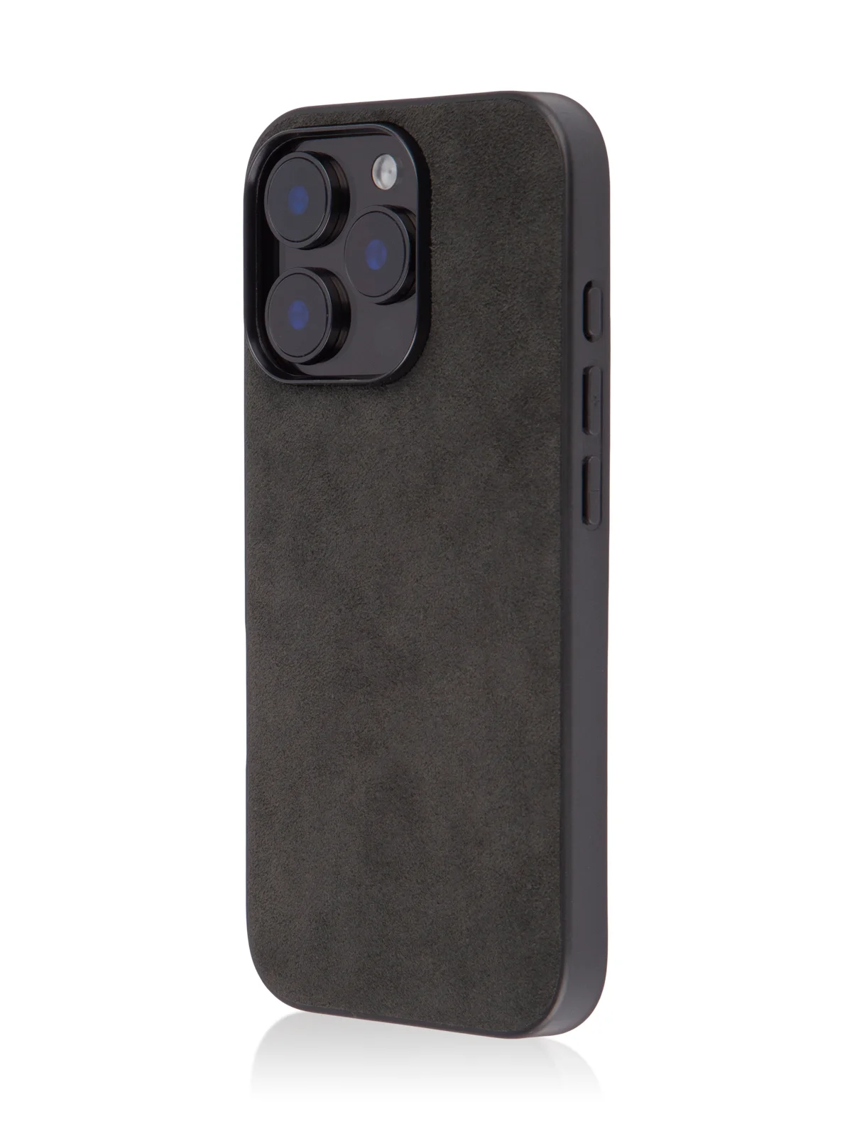 Черный люксовый чехол для Apple iPhone 16 Pro алькантара Rosco замшевый с силиконовой окантовкой