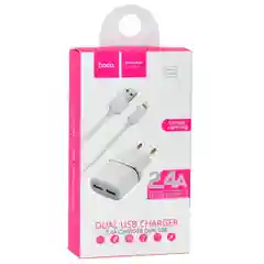 Молочный сетевая зарядка для MICRO-USB 2.4A Hoco C12 / зарядное устройство 2xUSB