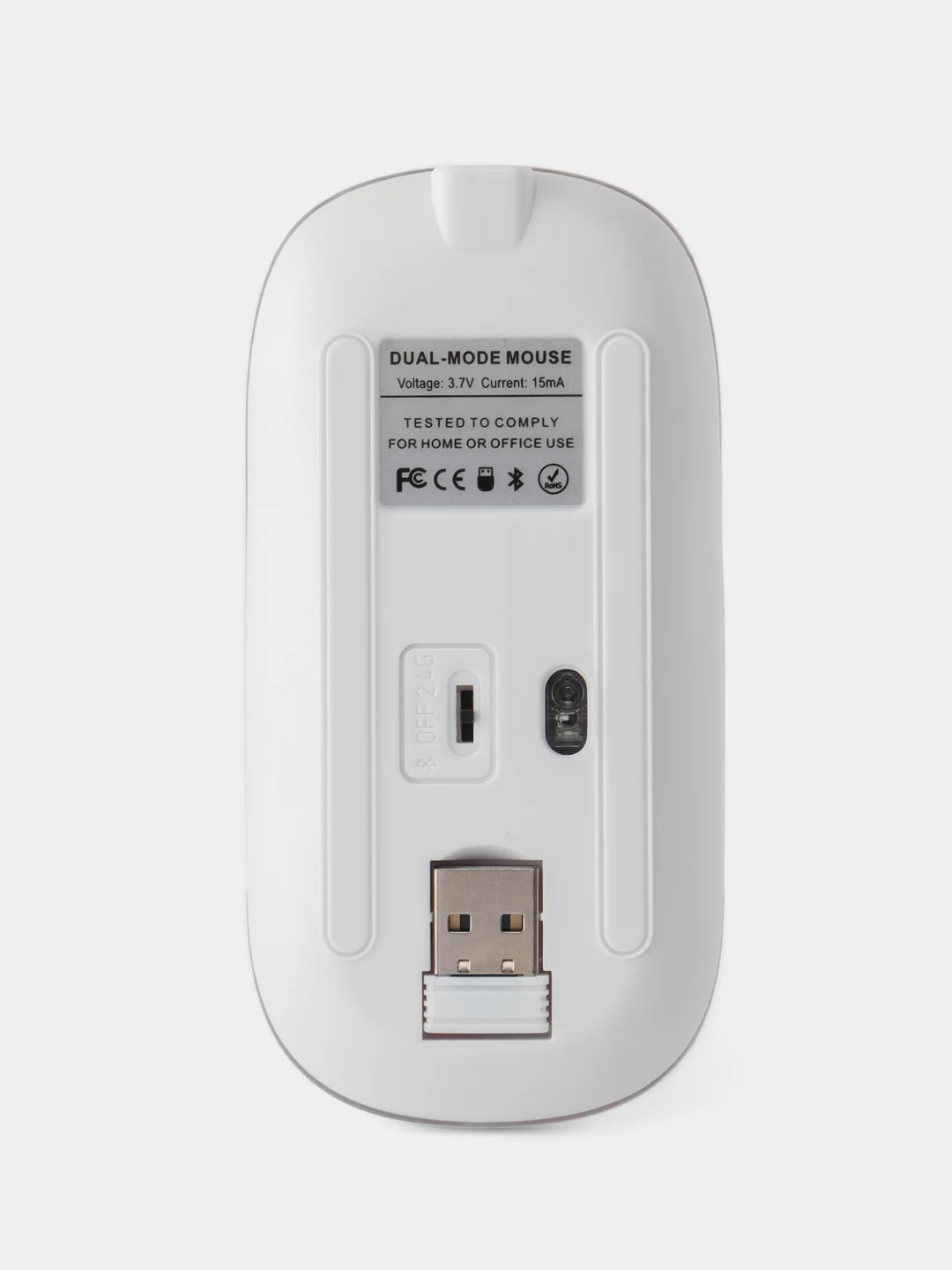 Белый мышь беспроводная с Bluetooth и USB-адаптер, бесшумная с USB зарядкой, 2.4GHz для ноутбука