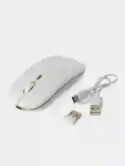 Белый мышь беспроводная с Bluetooth и USB-адаптер, бесшумная с USB зарядкой, 2.4GHz для ноутбука