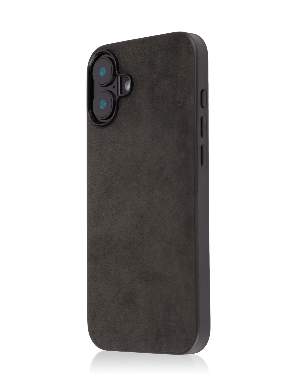 Черный люксовый чехол для Apple iPhone 16 Plus алькантара ROSCO замшевый с силиконовой окантовкой