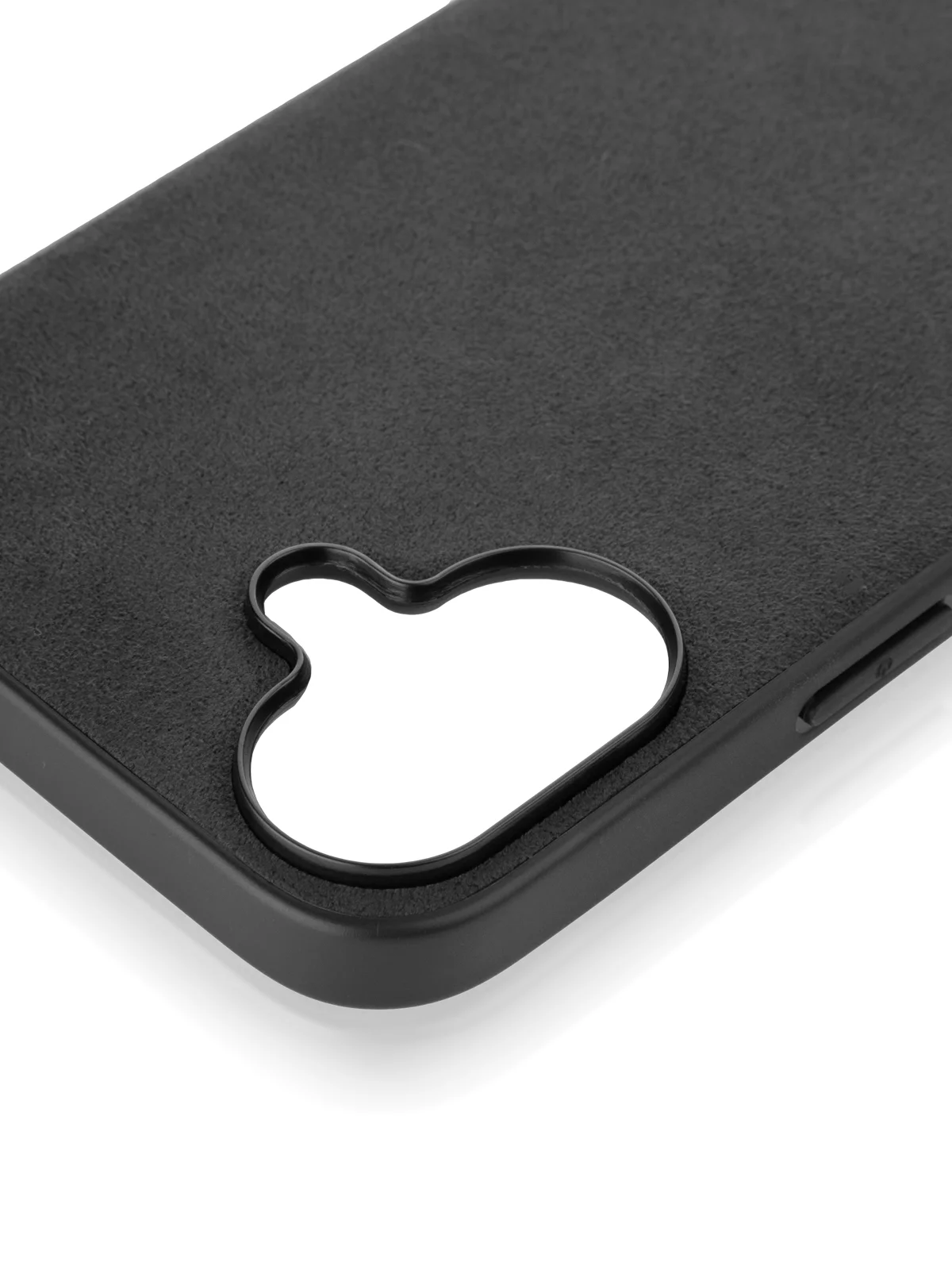 Черный люксовый чехол для Apple iPhone 16 Plus алькантара ROSCO замшевый с силиконовой окантовкой