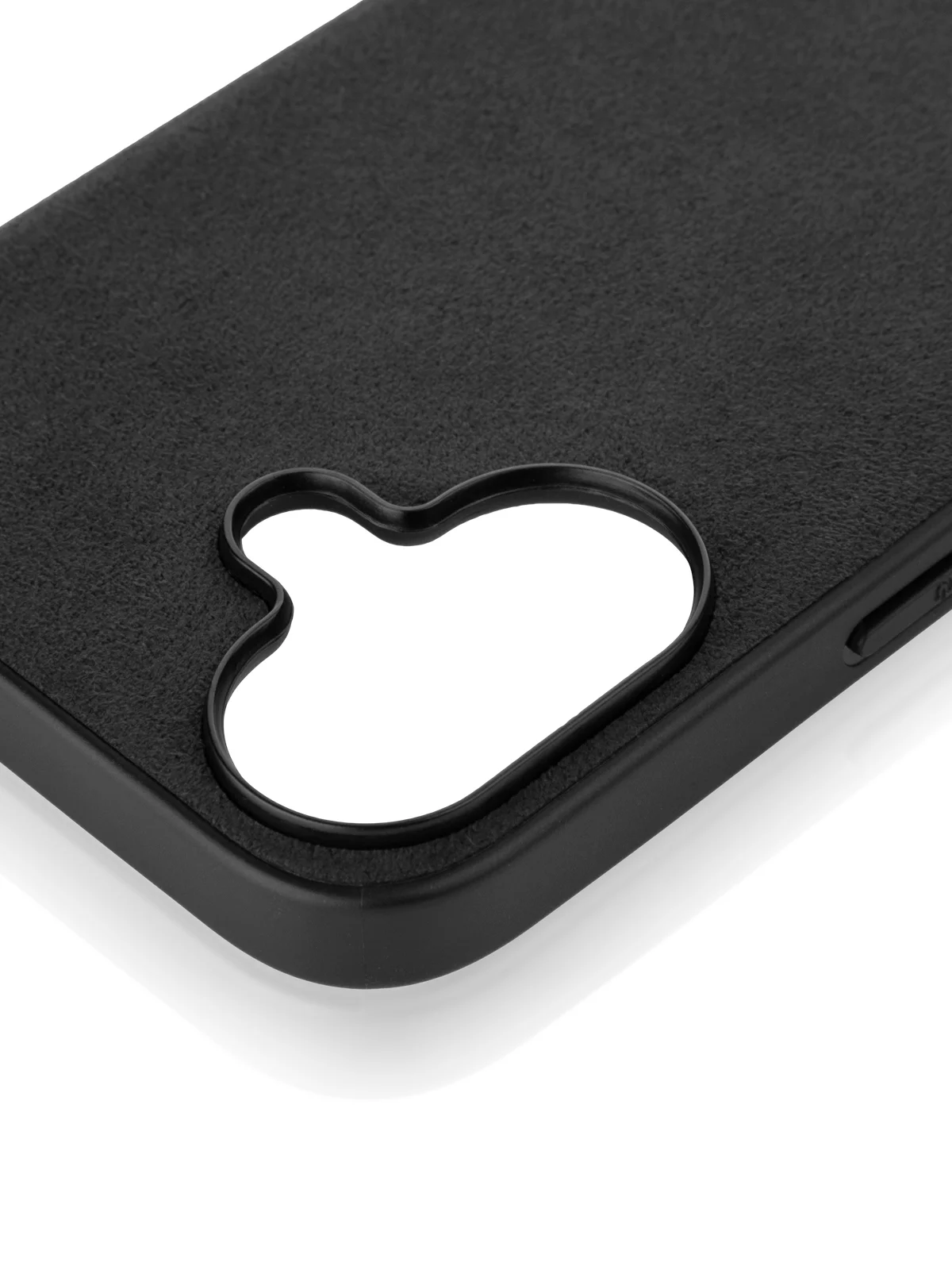 Черный люксовый чехол для Apple iPhone 16 алькантара Rosco замшевый с силиконовой окантовкой