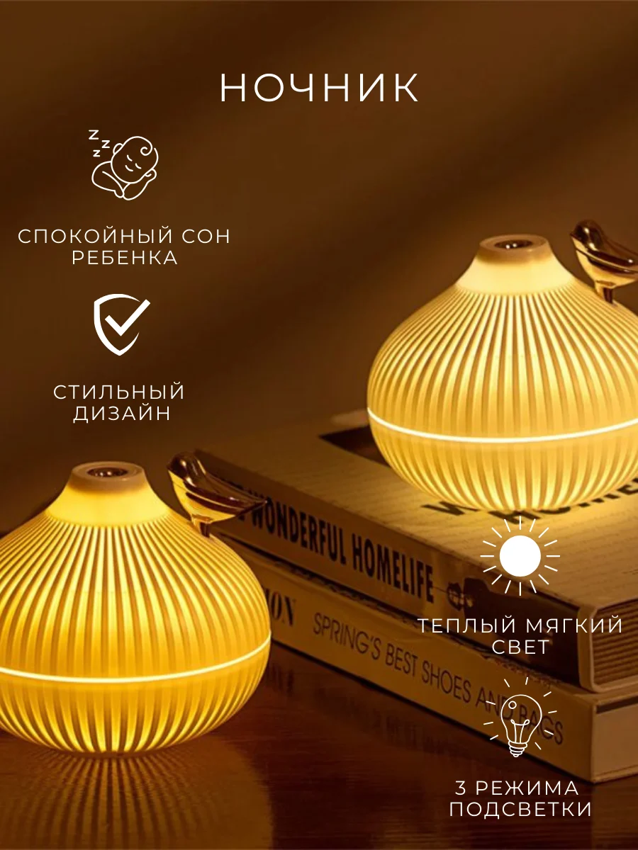 Увлажнитель воздуха, светильник, аромадиффузор, ночник