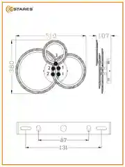 Черный управляемая потолочная светодиодная люстра с пультом Estares  TRIO 70W круг,до 20 кв.м