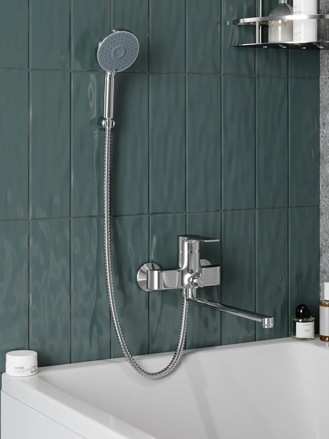 СМЕСИТЕЛЬ ДЛЯ ВАННОЙ С ДЛИННЫМ ИЗЛИВОМ TEYMI LORI, ХРОМ T10222