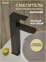 СМЕСИТЕЛЬ ДЛЯ РАКОВИНЫ TEYMI HELMI PRO ВЫСОКИЙ, ЧЕРНЫЙ МАТОВЫЙ T10212