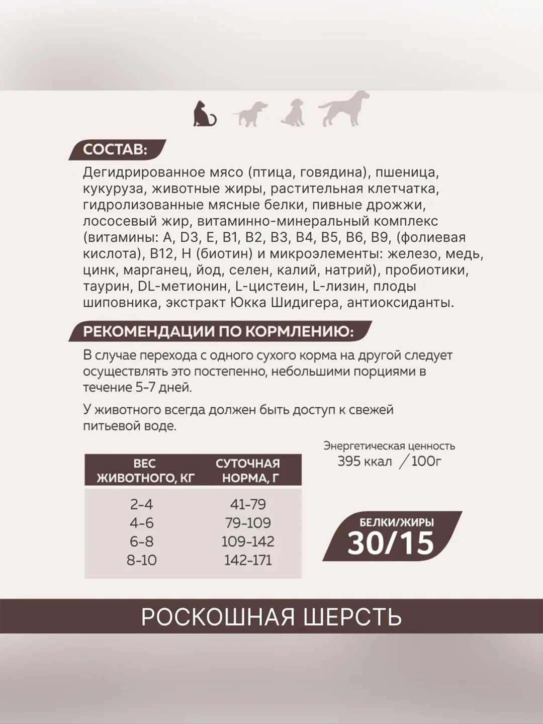 Полнорационный сухой корм Zoogurman Hair & Beauty, Птица, для кошек, 10 кг
