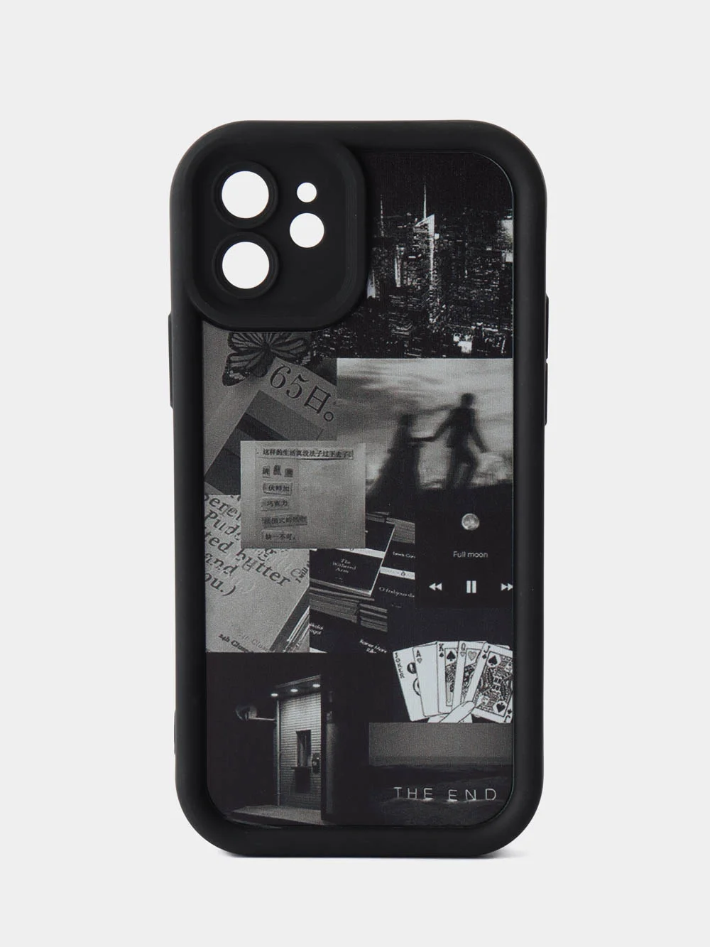 Черный чехол для iPhone 11 12 13 14 15 16 Pro Max XR Plus с принтом силиконовый айфон