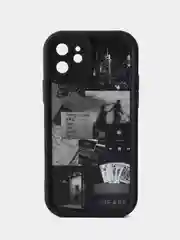 Черный чехол для iPhone 11 12 13 14 15 16 Pro Max XR Plus с принтом силиконовый айфон