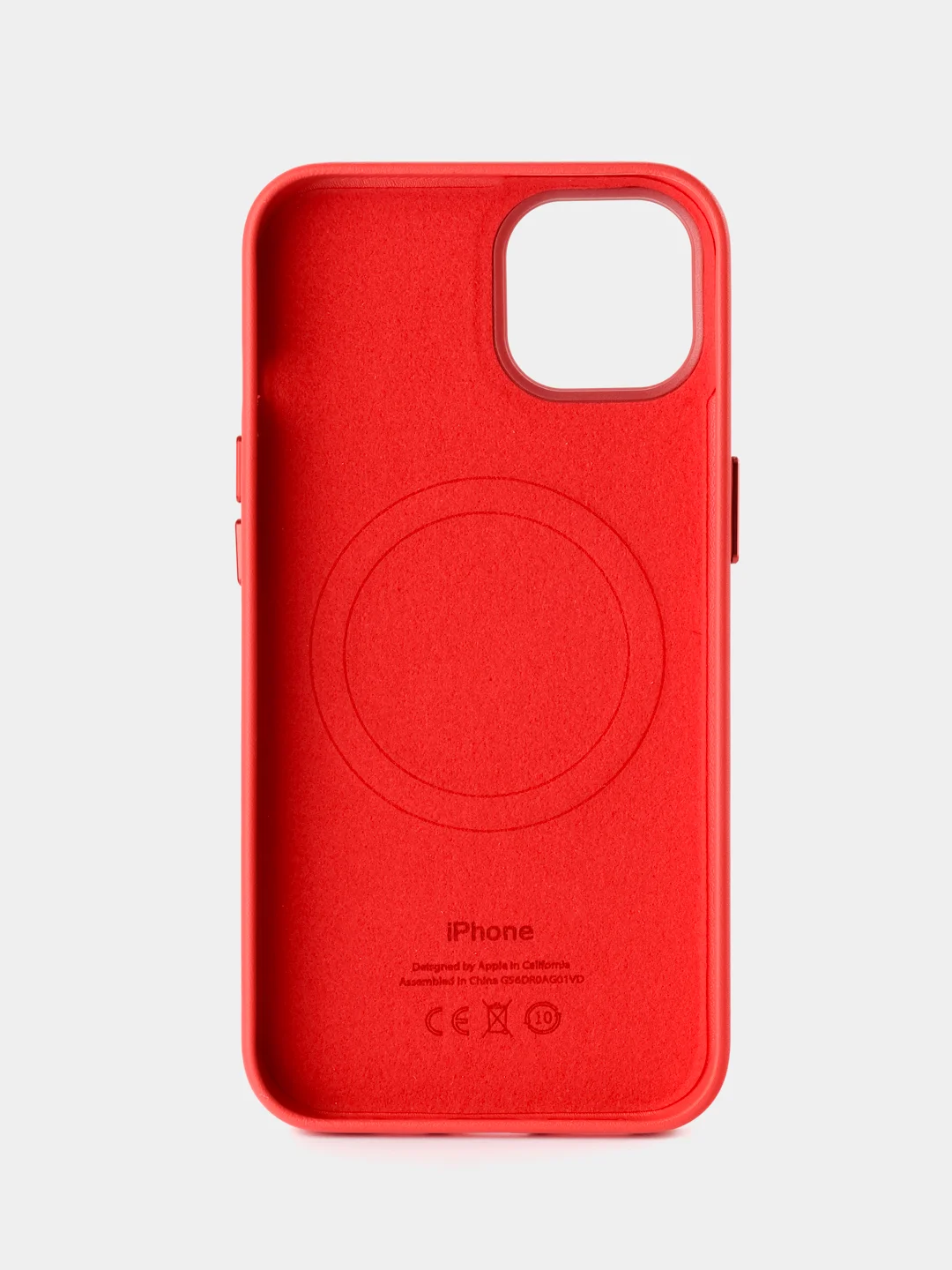 Красный кожаный чехол Leather Case для iPhone 13 с функцией MagSafe