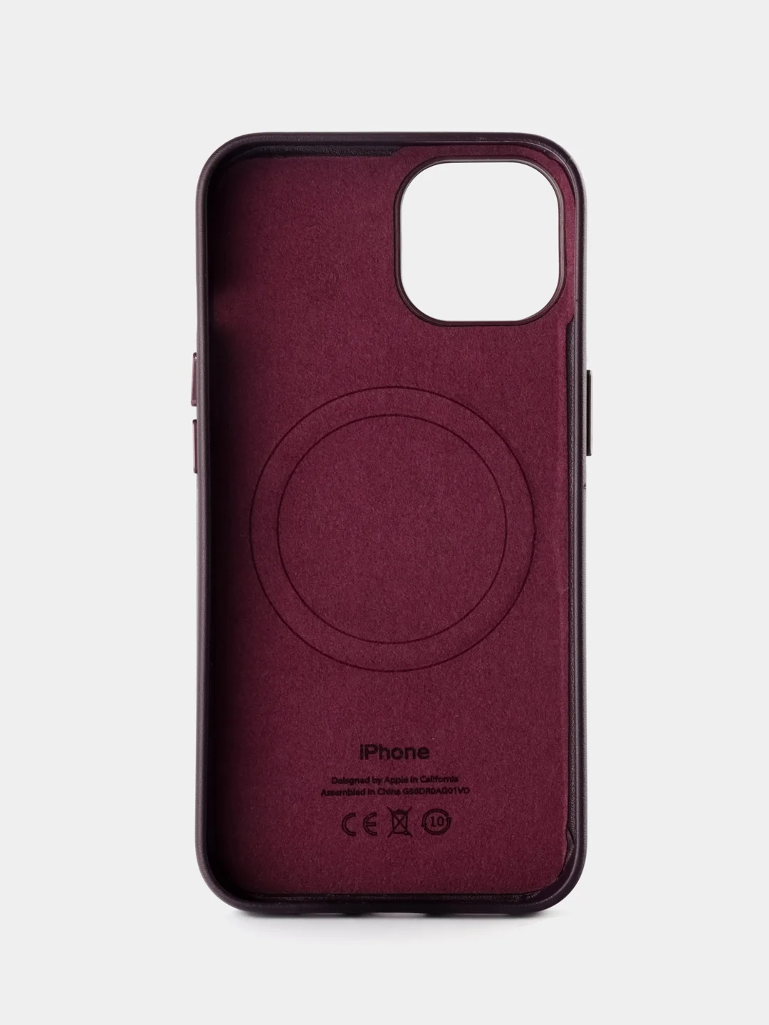 Тёмно-бордовый кожаный чехол Leather Case для iPhone 14 с функцией MagSafe