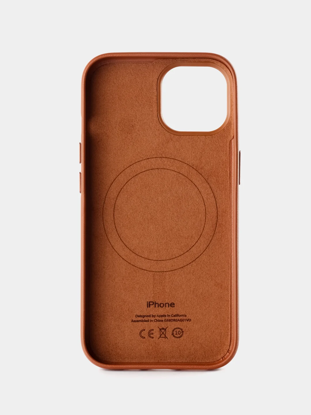 Коричневый кожаный чехол Leather Case для iPhone 15 с функцией MagSafe