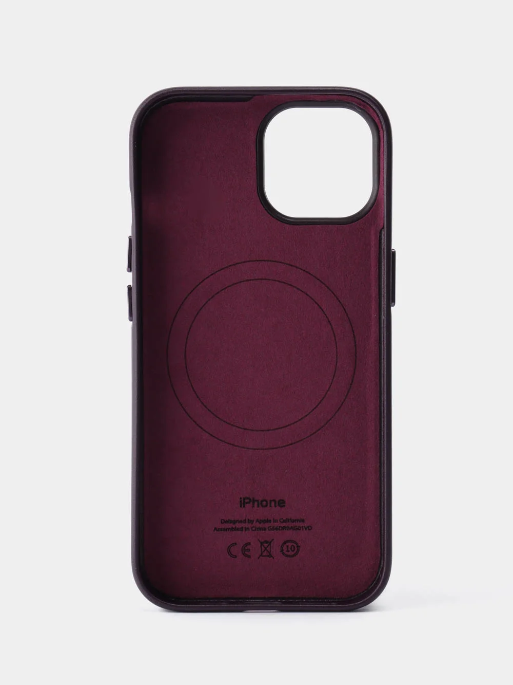 Тёмно-бордовый кожаный чехол Leather Case для iPhone 15 с функцией MagSafe