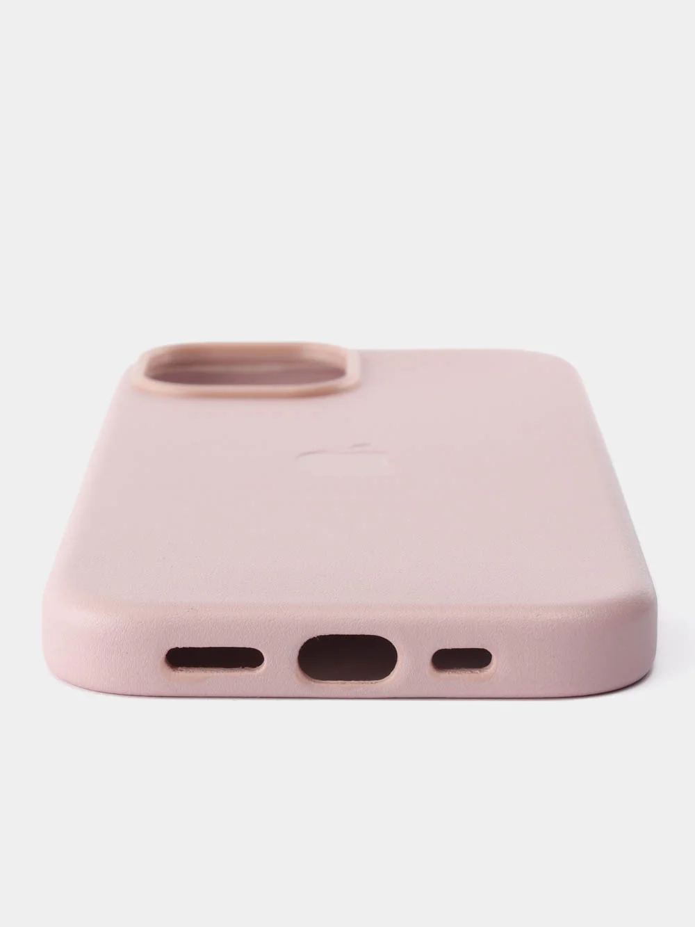 Розовый кожаный чехол Leather Case для iPhone 15 с функцией MagSafe