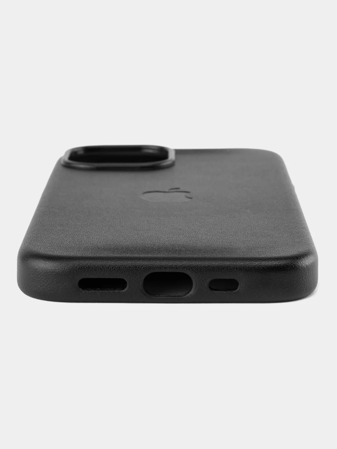 Черный кожаный чехол Leather Case для iPhone 15 с функцией MagSafe