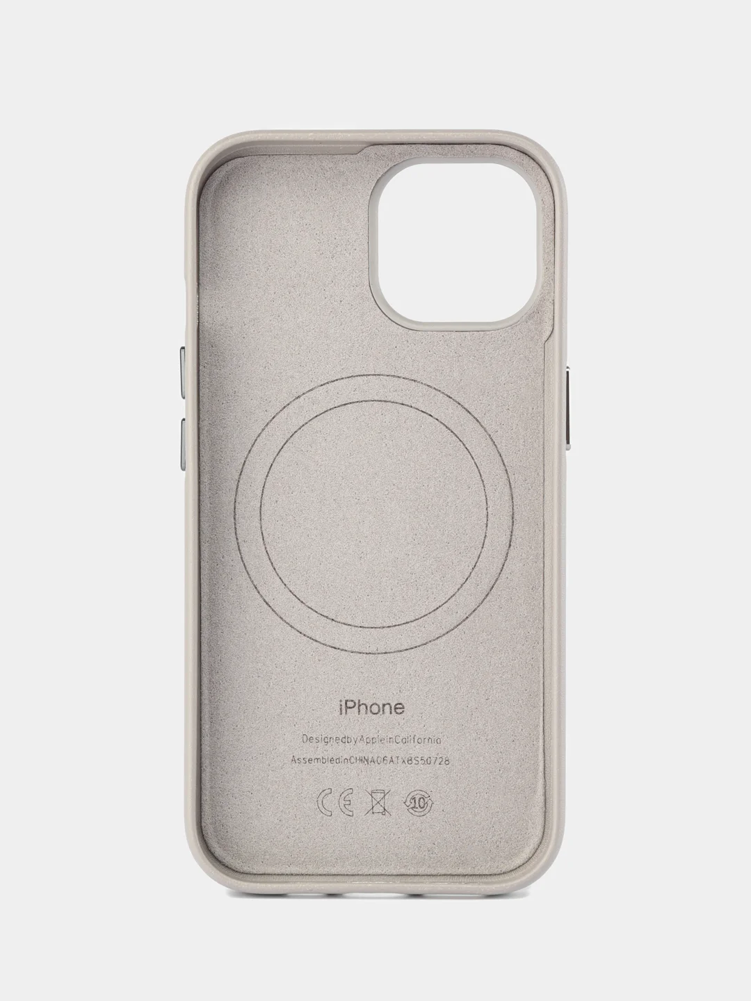 Серый меланж кожаный чехол Leather Case для iPhone 15 с функцией MagSafe
