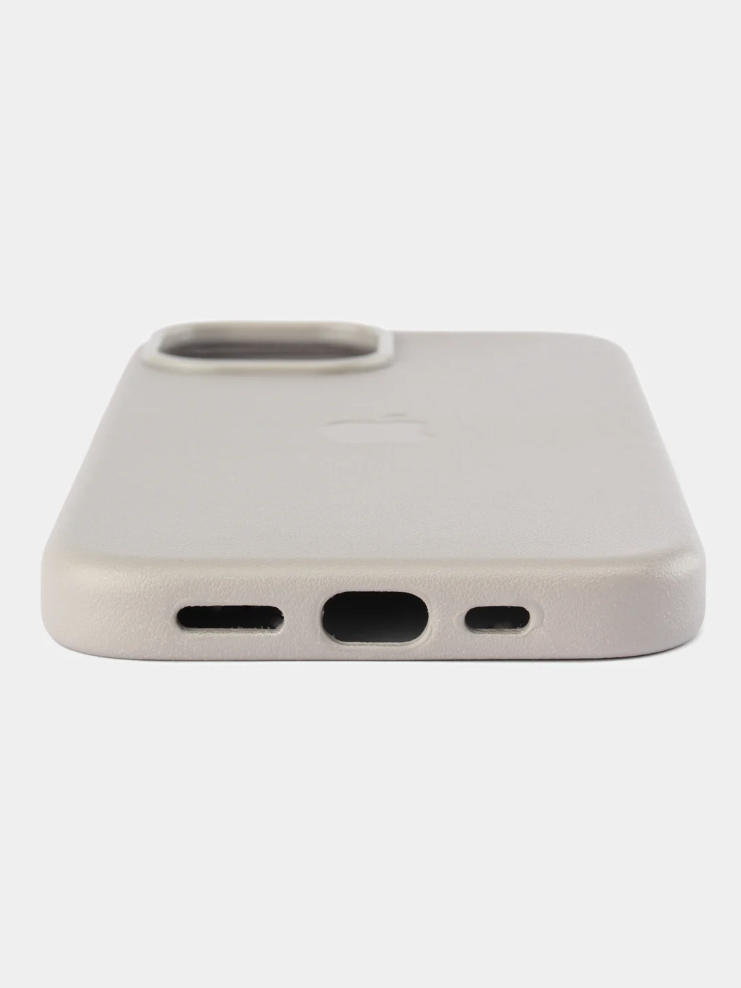 Серый меланж кожаный чехол Leather Case для iPhone 15 с функцией MagSafe