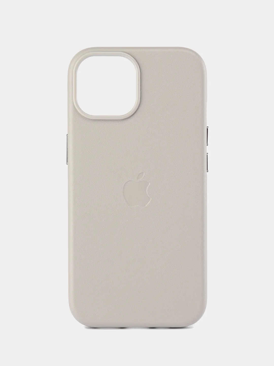 Серый меланж кожаный чехол Leather Case для iPhone 15 с функцией MagSafe