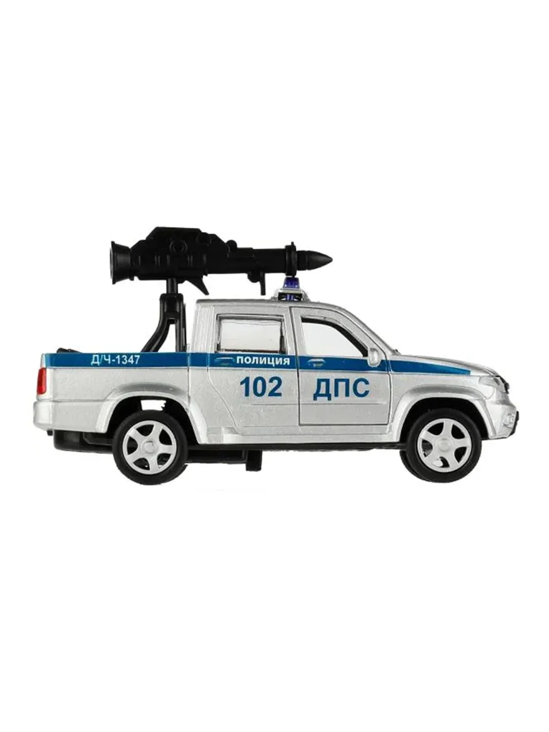 Металлическая инерционная модель Технопарк "УАЗ Pickup. Полиция", с пушкой, 12 см
