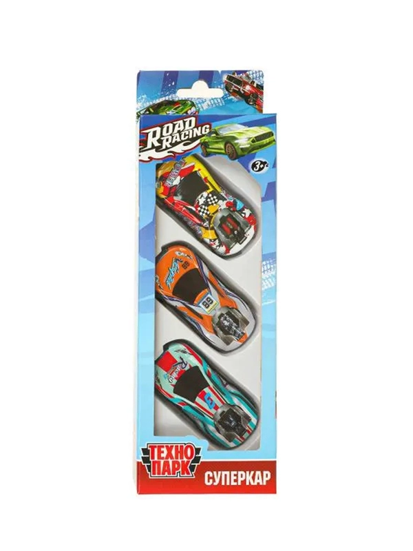 Набор металлических машинок Технопарк Road Racing, 3 модели, 7,5 см