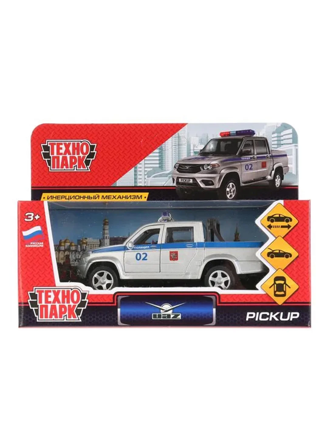 Машина металлическая Технопарк "UAZ PICKUP. Полиция", 12 см